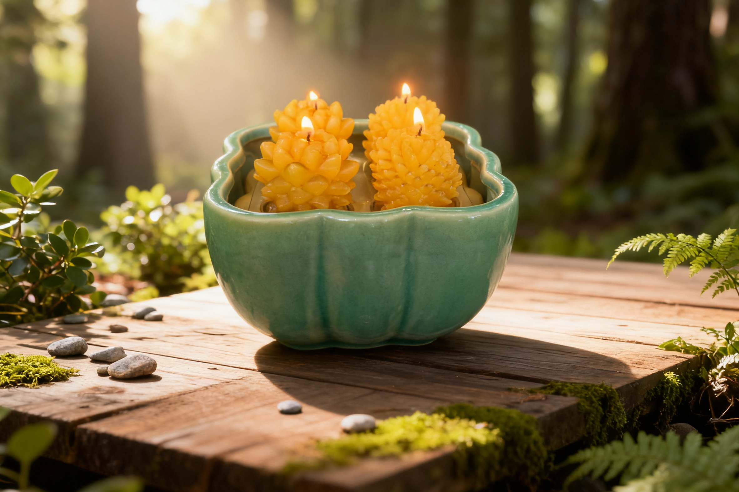 Succulent Plant Shaped Candle in Concrete Vessel (2)